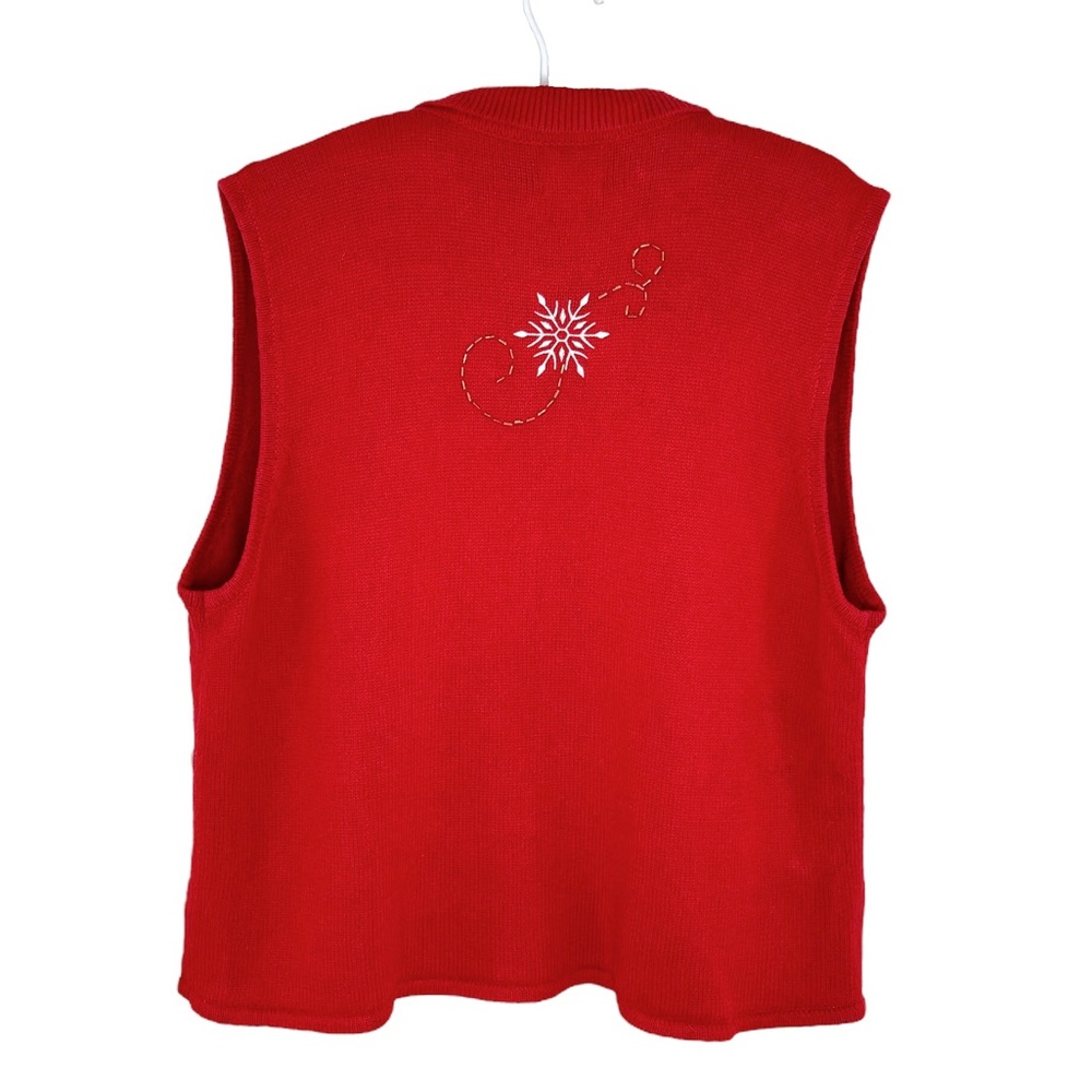 Southern Lady II Red Snowflake Sweater Vest Size 1X - Picture 2 of 7